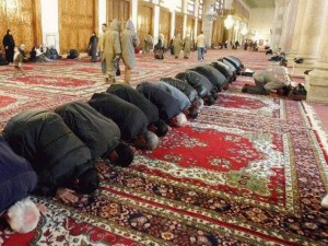 A photo of Muslims praying